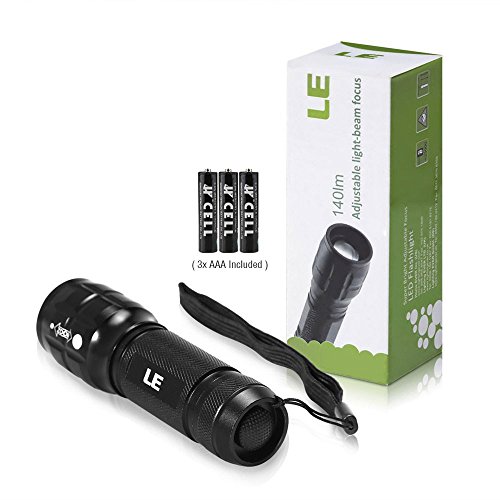 LE Zoombar Superhelle CREE LED Taschenlampe, inklusive 3 AAA Batterie, LED Handlampe, LED Camping Handlampe, Mit einstellbarem Fokus - 2