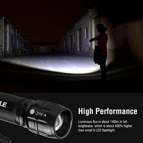 LE Zoombar Superhelle CREE LED Taschenlampe, inklusive 3 AAA Batterie, LED Handlampe, LED Camping Handlampe, Mit einstellbarem Fokus - 3